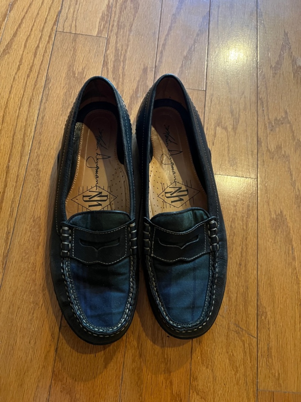 Martin Dingman Black Leather Penny Loafers